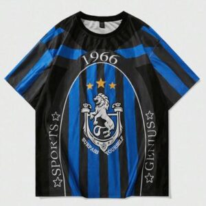 Prep Men's Blue & Black Basketball Jersey T-Shirt, Casual Sports Short Sleeve