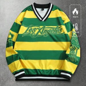 Prep Men's Casual Contrast Color Striped Letter Print Sweatshirt, Autumn