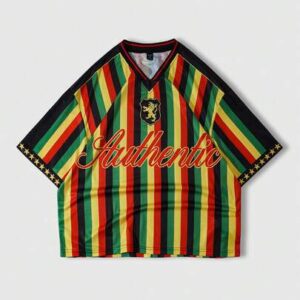 Prep Men's Casual Fashion Street Sporty Colorblock Striped Letter Print V-Neck Loose Short Sleeve T-Shirt, Summer