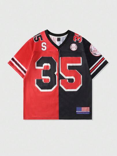 Prep Men's Mesh Patchwork Sports Short Sleeve T-Shirt, Athletic Jersey