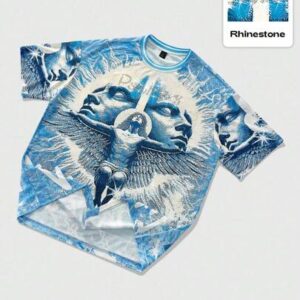 Prep Men's Rhinestone Religious Character Embellished Short Sleeve T-Shirt