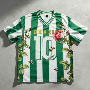 Prep Men's V-Neck Letter & Floral Print Casual Versatile Daily Wear T-Shirt