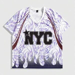 Prep Men's Y3K Jersey V-Neck Short Sleeve Letter Print Casual T-Shirts