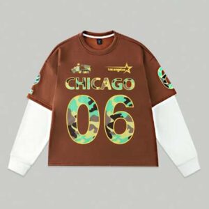 Prep Men Crew Neck Long Sleeve Letter Print Casual 2 In 1 Baseball T-Shirt