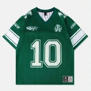 Prep Spring/Summer Casual Graphic Men'S Sports Jersey Short Sleeve Football Jersey Style T-Shirt, Mesh Fabric Patchwork, Summer, School