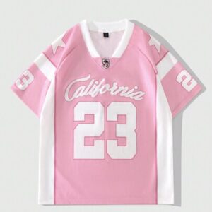 Prep Summer Casual Graphic Pink Men'S Ice Hockey Jersey Short Sleeve Football Jersey Style T-Shirt, Sports Tee For Summer