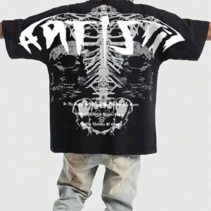 ROMWE Avant Men's Fashionable Skull Slogan Print T-Shirt, Summer