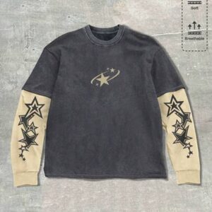 Spring Casual Graphic Men'S Pentagram Print Round Neck Casual Long Sleeve T-Shirt