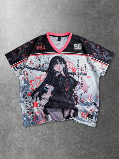 Spring/Summer Casual Graphic Men'S Anime Print Short Sleeve T-Shirt, Suitable For Spring/Summer