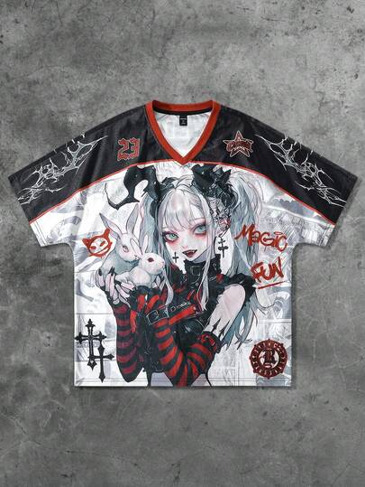 Spring/Summer Casual Graphic Men'S Anime Print Short Sleeve T-Shirt, Suitable For Spring/Summer