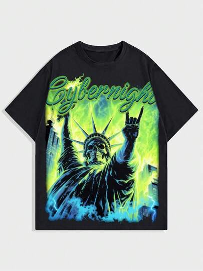 Spring/Summer Casual Graphic Men'S Gothic 'S Eye Print Short Sleeve T-Shirt, Summer
