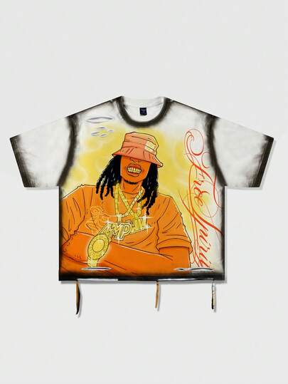 Street Life 2026 Men's Casual Fashion Short Sleeve T-Shirt, Distressed Artistic Design, Summer; Women's Street Style Round Neck T-Shirt