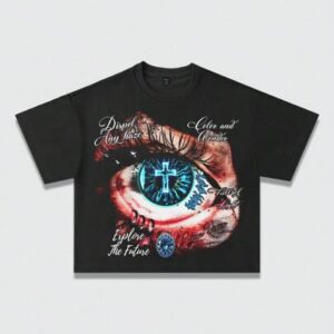 Street Life Casual Personalized Fashion Eye Printed Men's Round Neck Short Sleeve T-Shirt