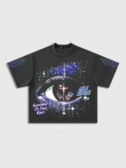 Street Life Loose Fit Short Graphic Print T-Shirt For Men