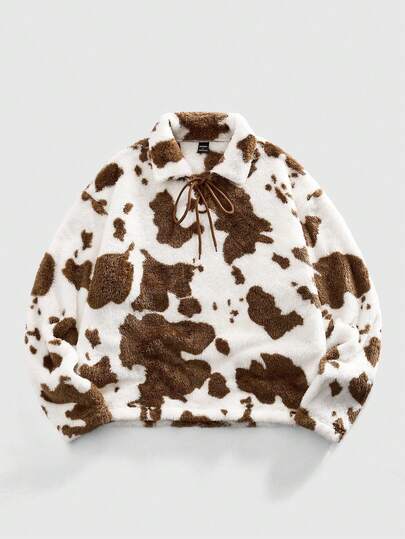Street Life Men's Animal Texture Polo Collar Long Sleeve T-Shirt