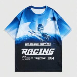 Street Life Men's Avant Round Neck Short Sleeve Letter & ET Print T-Shirt, Casual Daily Wear