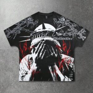 Street Life Men's Batwing Sleeve Printed Short Sleeve T-Shirt, Suitable For Everyday Wear In Spring/Summer