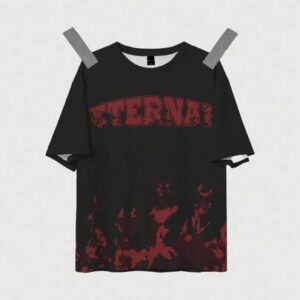 Street Life Men's Black & Red Flame Letter Print Short Sleeve T-Shirt