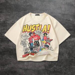 Street Life Men's Casual Cartoon Print Short Sleeve T-Shirt, Loose Fit,  Spring/Summer