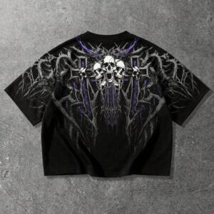 Street Life Men's Casual Crew Neck Skull & Cross Print Short Sleeve T-Shirt