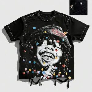 Street Life Men's Casual Fashion T-Shirt With Rhinestone Embellishment, Short Sleeve Crew Neck Top