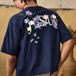 Street Life Men's Casual Floral & Letter Print Short Sleeve T-Shirt, Summer