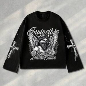 Street Life Men's Casual Gothic Printed Crew Neck Long Sleeve T-Shirt