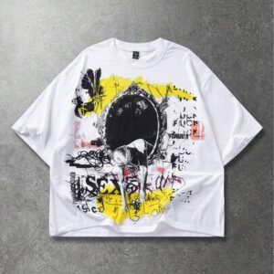 Street Life Men's Casual Graffiti Print Short Sleeve T-Shirt, Summer