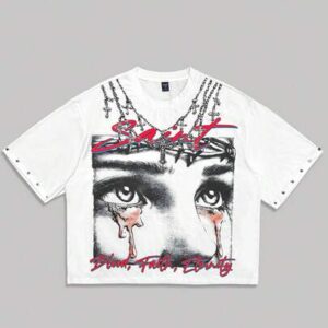 Street Life Men's Casual Round Neck Short Sleeve T-Shirt With Figure & Chain Print