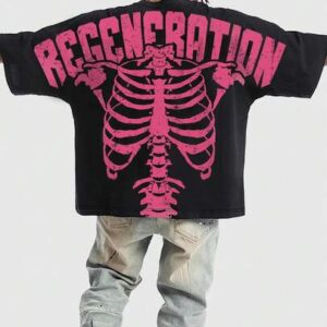 Street Life Men's Casual Skull & Letter Print Short Sleeve T-Shirt, Summer