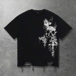 Street Life Men's Casual Skull Print Round Neck Short Sleeve T-Shirt