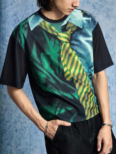 Street Life Men's Casual Tie-Dye Print Round Neck Short Sleeve T-Shirt, Summer