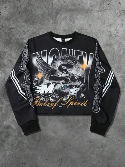 Street Life Men's Crew Neck Long Sleeve Creative Pattern Casual Loose Pullover Sweatshirt
