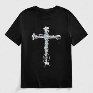 Street Life Men's Dark Gothic Stainless Steel Cross T-Shirt