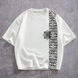 Street Life Men's Embroidered Contrast Line Print T-Shirt