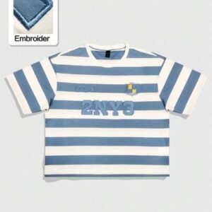 Street Life Men's Embroidery Patterned Striped Short Sleeve T-Shirt