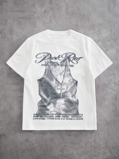 Street Life Men's Fashion Cross Print Vintage Round Neck Short Sleeve T-Shirt