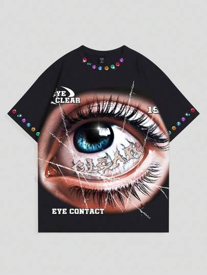Street Life Men's Fashionable Eye Print Short Sleeve T-Shirt, Summer