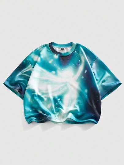 Street Life Men's Fashionable Tie-Dye Fairy Print T-Shirt, Summer