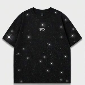 Street Life Men's Geometric Print Shiny Round Neck Streetwear Short Sleeve T-Shirt