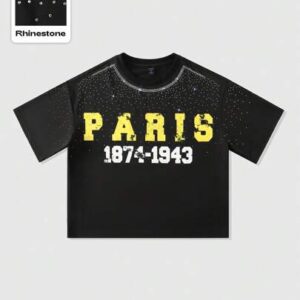 Street Life Men's Glittering Diamond Number Letter Graphic Short Sleeve Loose Crop Top T-Shirt