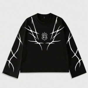 Street Life Men's Gothic Print Crew Neck Loose Casual Long Sleeve T-Shirt