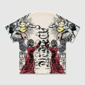 Street Life Men's Gothic Round Neck Short Sleeve Figure Print Minimalist T-Shirt, Casual Everyday Wear, Halloween