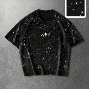 Street Life Men's Graphic Print Shiny V-Neck Casual Short Sleeve T-Shirt