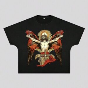 Street Life Men's Jesus Boxy Fit Printed T-Shirt, Retro Street Style