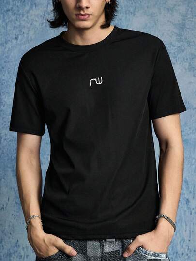 Street Life Men's Letter Print Round Neck Short Sleeve Casual Versatile T-Shirt