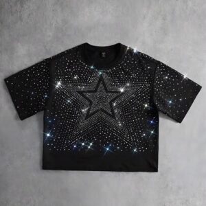 Street Life Men's Oversized Gradient Sparkling Diamond Loose T-Shirt