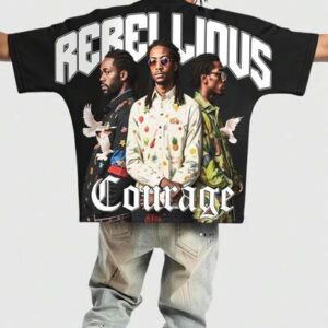 Street Life Men's Oversized Loose Shoulder Cropped Graphic Tee, Vintage Streetwear Style