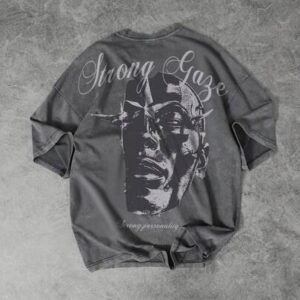 Street Life Men's Portrait & Letter Graphic Round Neck Short Sleeve Fashion T-Shirt