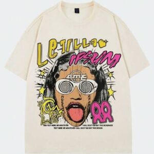Street Life Men's Portrait Printed Short Sleeve T-Shirt, High Street Vintage Style, Summer, School